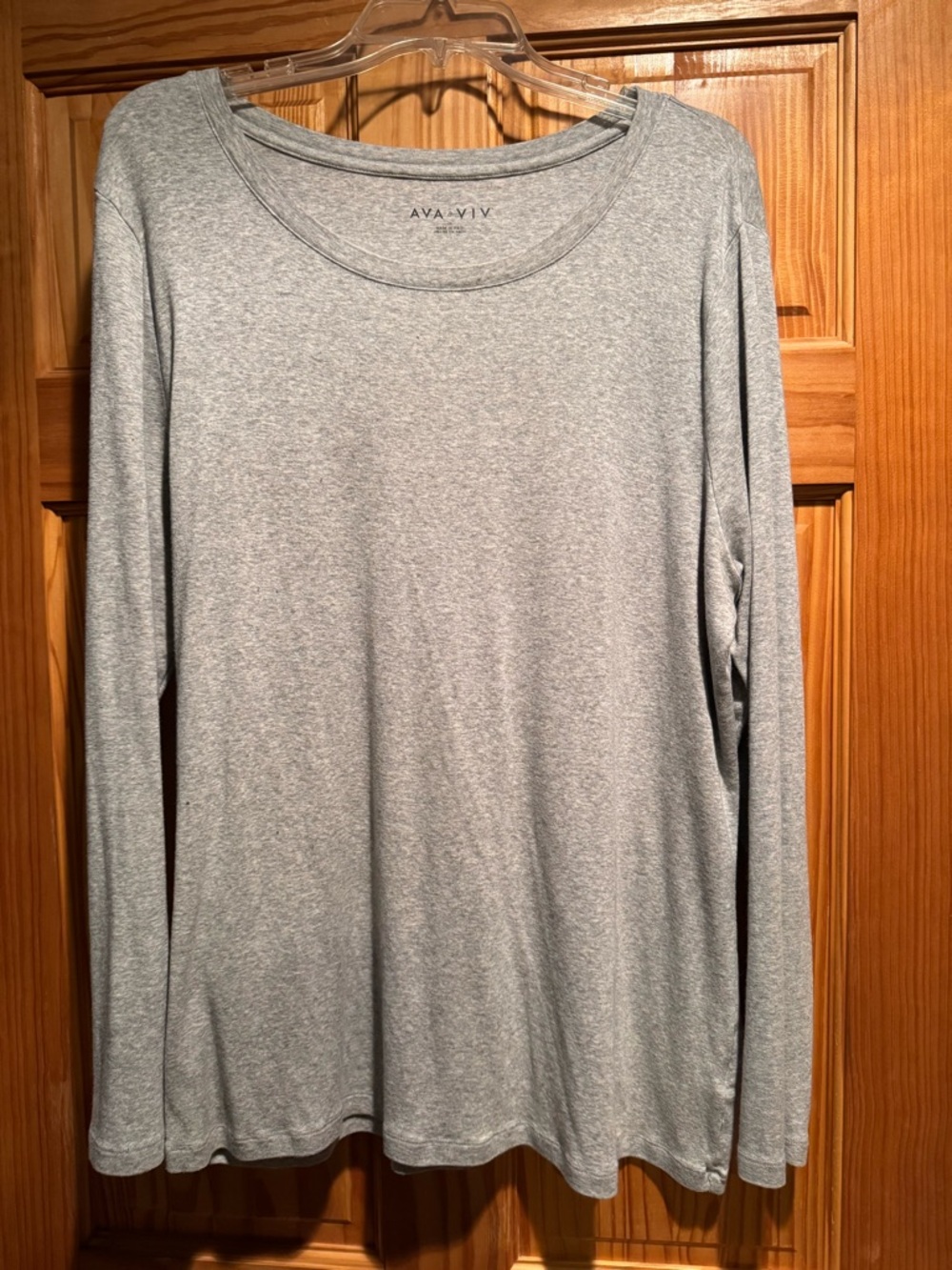 Ava & Viv Light Heather Gray Long Sleeve Crew Tee Size 1X